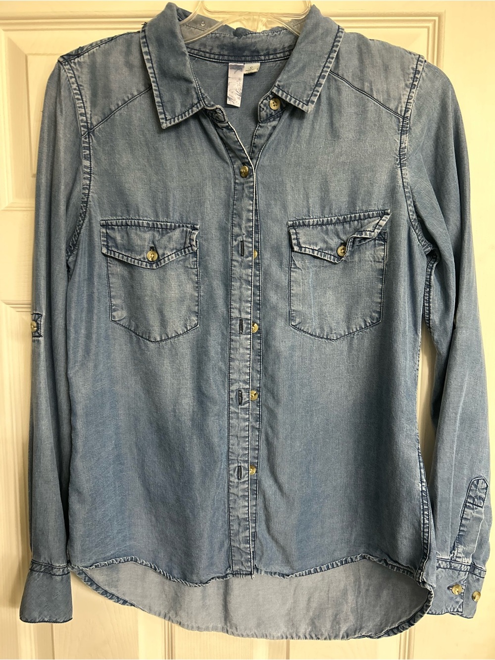Alya Light Denim Blue Button-Down Shirt